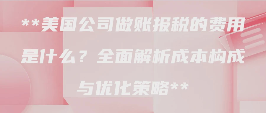 美国公司做账报税的费用是什么？全面解析成本构成与优化策略