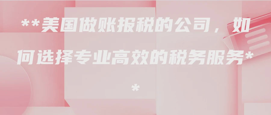 美国做账报税的公司，如何选择专业高效的税务服务